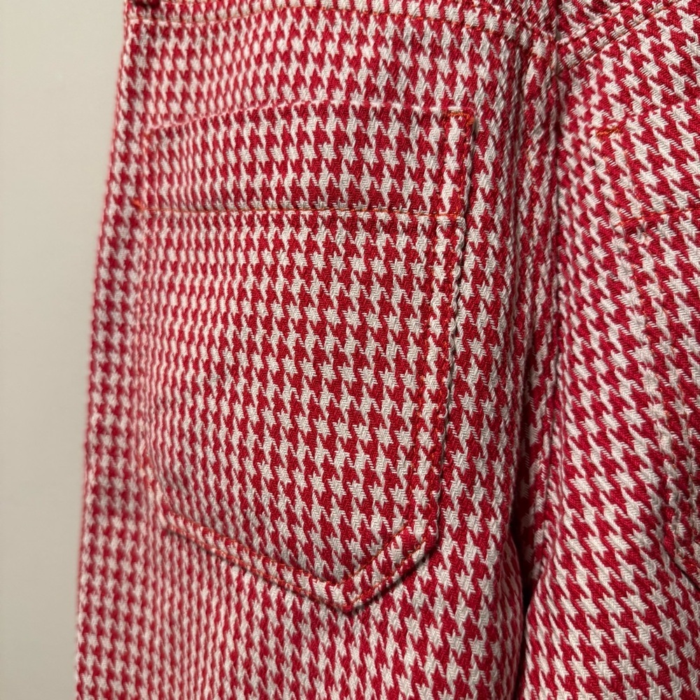 Topshop MOTO Red Houndstooth Wide Leg Cropped 100% Cotton Capri Pants - W25 - Picture 5 of 9